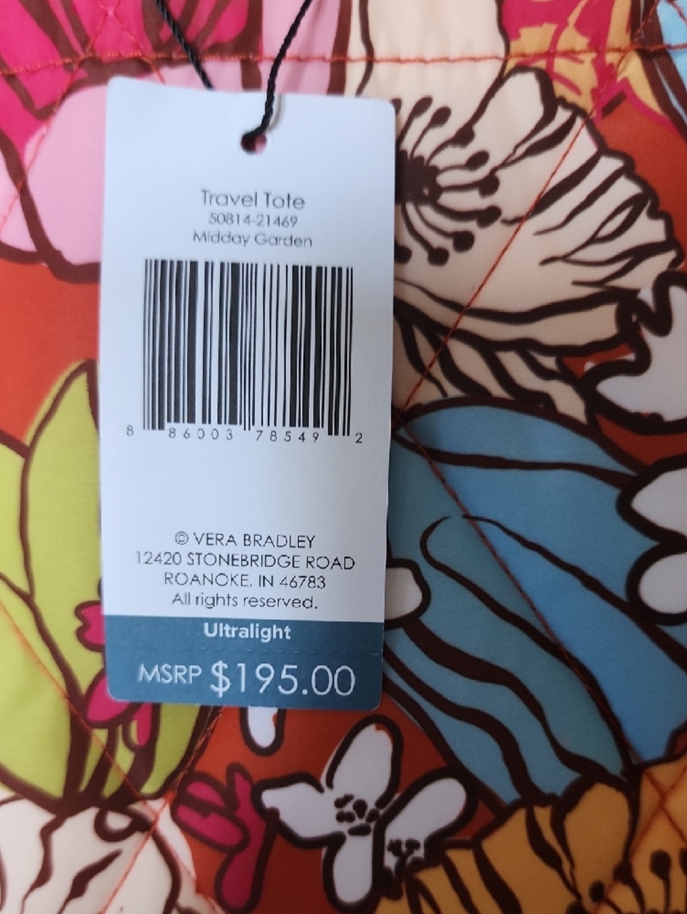 Vera Bradley Travel Tote New With Tags ( Midday Garden ) - Picture 4 of 12